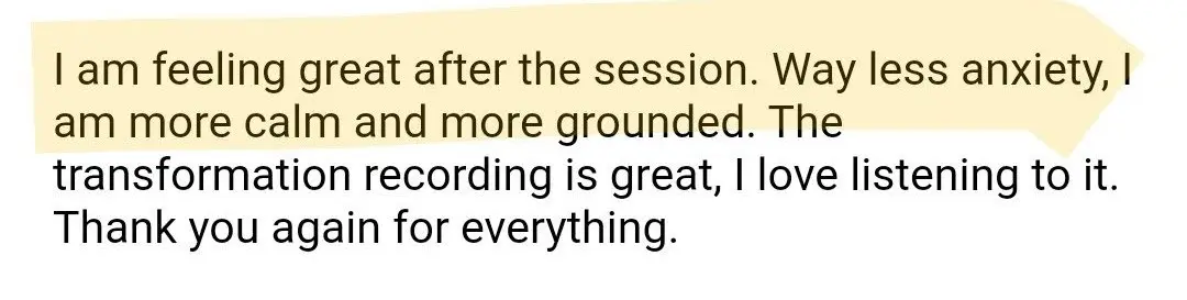 Testimonial: calm and grounded after session