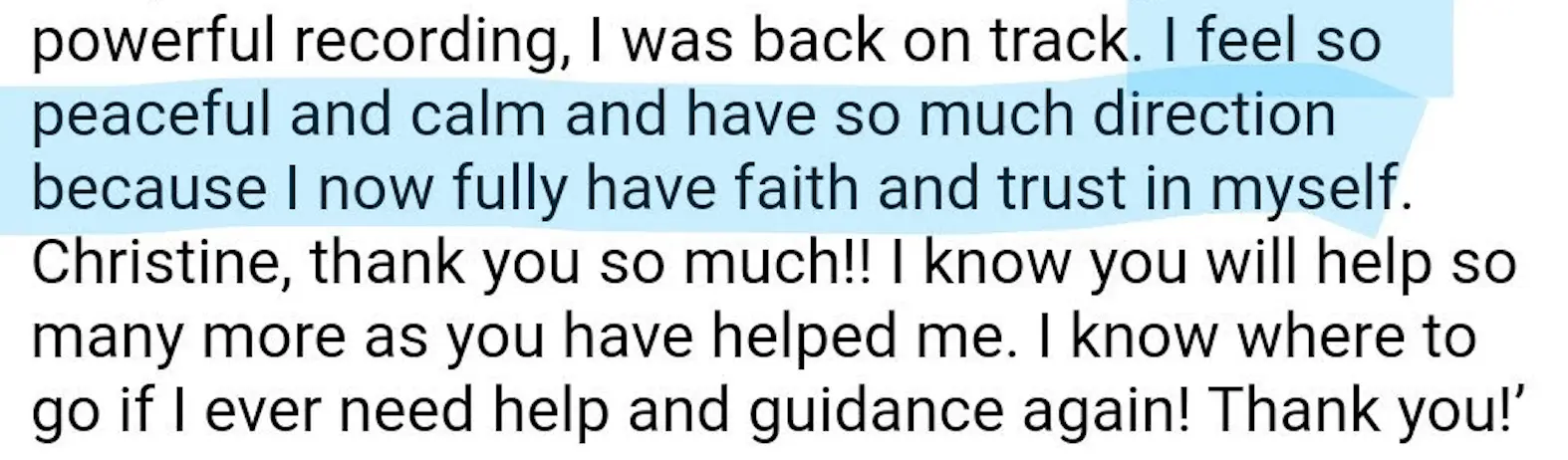 Testimonial: trusting myself and my direction